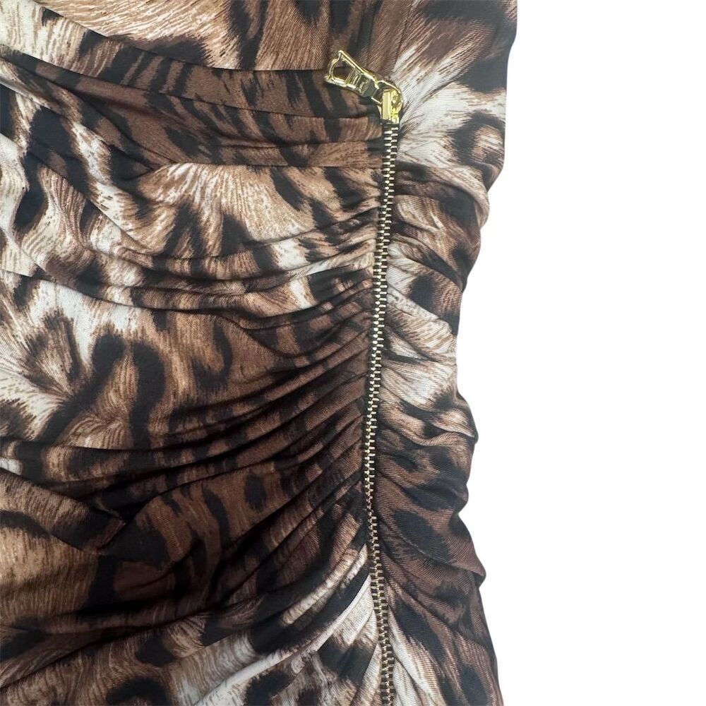 Like New Kay Unger Leopard Print Faux Wrap Dress Size 10 Knee Length 3/4 Sleeve - Picture 5 of 5